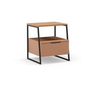 duehome | Mesita de Noche 1 Cajón y 1 Estante, Mesilla de Noche, Modelo Oksa, Acabado en Terracota y Negro, Medidas: 45 cm (Largo) x 50 cm (Alto) x 40 cm (Fondo)