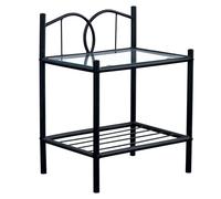duehome | Mesita de Noche, Mesa Dormitorio, Acabado en forja, Modelo Cynthia, Medidas: 46 cm (Ancho) x 60 cm (Alto) x 35 cm (Fondo)