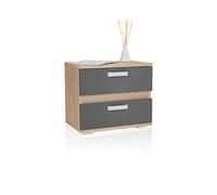 duehome | Mesita de Noche, Mesilla de Dormitorio, Modelo Ataneq, Acabado en Color Cambrian y Grafito, Medidas: 60 cm (Largo) x 40 cm (Fondo) x 50 cm (Alto)