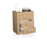 duehome | Mesita de Noche, Mesilla de Dormitorio, Modelo Kira, Acabado en Color Tofe y Textil, Medidas: 50 cm (Largo) x 34,6 cm (Fondo) x 60 cm (Alto)