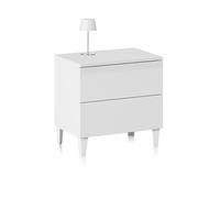 duehome | Mesita de Noche, Mesilla de Noche, Modelo Plex, Acabado Blanco Brillo, Medidas: 49 cm (Alto) x 50 cm (Ancho) x 34 cm (Fondo)