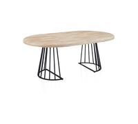 Meztil, Mesa de Comedor Redonda Extensible, Mesa 2 Tramos, Acabado en Roble y Negro, Medidas: 120-160-200 cm (Largo) x 120 cm (Ancho) x 76 cm (Alto)