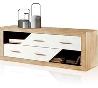 duehome Módulo bajo 2 cajones melamina, cambria, 130 x 50 x 41,4