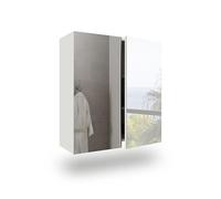 duehome | Mueble Camerino Dos Puertas para Baño, Modulo con Espejo y Estantes, Modelo Inspire, Acabado en Blanco Brillo, Medidas: 60 cm (Ancho) x 65 cm (Alto) x 21 cm (Fondo)