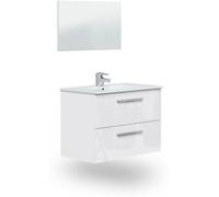 duehome Mueble de baño con espejo Feel 2 cajones, Blanco