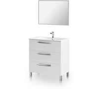 duehome Mueble de baño con espejo feel 3 cajones, blanco