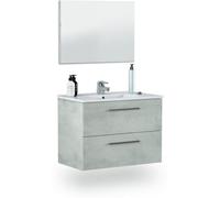 duehome Mueble de baño con espejo Osvak 2 cajones, Cemento