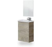 duehome Mueble de baño con espejo sense 1 puerta melamina, roble, 40 x 58 x 22