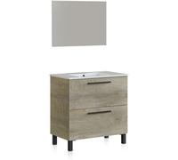 duehome Mueble de baño con espejo Sense 2 cajones, Roble