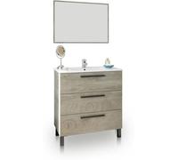 duehome Mueble de baño con espejo sense 3 cajones, roble