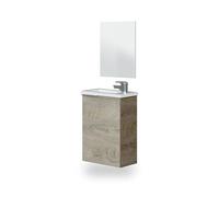 duehome | Mueble de Baño con Espejo y Lavabo, Modulo Suspendido, Modelo Snese, Acabado en Roble Alaska, Medidas: 40 cm (Ancho) x 58 cm (Alto) x 22 cm (Fondo)