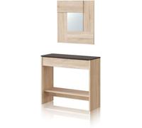 duehome Mueble de recibidor consola melamina, roble, 92 x 79 x 33