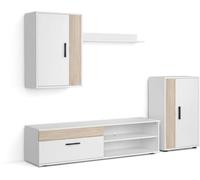 duehome Mueble de salón modular melamina, blanco artik, 140 x 36,2 x 35