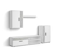 duehome Mueble de salón modular melamina, blanco artik, 140 x 36,2 x 35