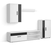 duehome Mueble de salón modular melamina, blanco artik, 140 x 36,2 x 35