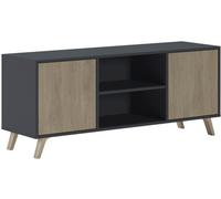 duehome Mueble TV 140 melamina, gris, 136,8 x 56,9 x 39,6