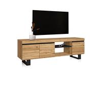 duehome | Mueble TV con 3 Puertas, Mueble Salón, Almacenaje Comedor, Modelo Ebos, Acabado en Roble Nude y Ceniza, Medidas: 160 cm (Largo) x 39,6 cm (Fondo) x 53 cm (Alto)