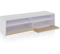 duehome Mueble tv elba 2 puertas melamina, blanco artik, 130 x 35,5 x 40,2