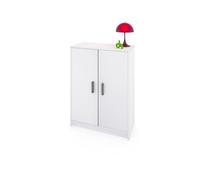 duehome | Mueble Zapatero Dos Puertas, Mueble Auxiliar, Acabado en Blanco, Medidas: 75 cm (Largo) x 101 cm (Alto) x 36 cm (Fondo)