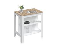 duehome | Nitza, Mesa Alta con almacenaje, Isla de Cocina, Acabado en Blanco Artik y Natur, Medidas: 103 cm (Largo) x 67 cm (Ancho) x 105 cm (Alto).