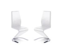 duehome | Pack 2 Sillas de Comedor, Sillas de Salon, Sillas Modernas, Modelo Rin, Acabado en Símil Piel Blanco, Medidas: 40,5 cm (Ancho) x 58 cm (Largo) x 96 cm (Alto)
