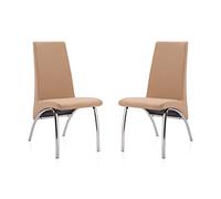 duehome | Pack 2 Sillas de Comedor, Sillas Salon, Modelo Lise, Acabado en Tejido Beige, Medidas: 44 cm (Ancho) x 61 cm (Largo) x 95 cm (Alto)