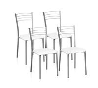 duehome | Pack 4 Sillas Cocina, Sillas Comedor, Sillas Metalicas, Modelo Chef 20, Acabado en Gris y Blanco, Medidas: 40 cm (Ancho) x 41 cm (Largo) x 85 cm (Alto)