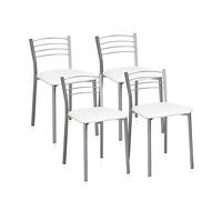 duehome | Pack 4 Sillas Cocina, Sillas Metalicas, Modelo Chef 10, Acabado en Gris y Blanco, Medidas: 40 cm (Ancho) x 41 cm (Largo) x 63 cm (Alto)
