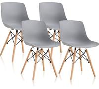 duehome Pack 4 sillas de comedor Fredo Polipropileno, Gris, 52 x 79 x 46