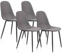 duehome Pack 4 sillas de comedor Hall Tapizado, Gris, 54,5 x 84 x 44,5