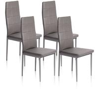 duehome Pack 4 sillas de comedor Laia Tapizado, Gris, 43 x 98 x 44