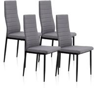 duehome Pack 4 sillas de comedor Niza tejido Tapizado, Gris, 43 x 98 x 44
