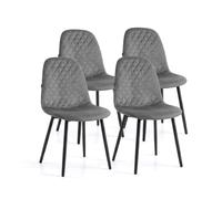 duehome Pack 4 Sillas de Comedor Nuba, Terciopelo, con Patas Ajustables | Asientos de Cocina y Salón, Velvet Gris Oscuro, Acolchados, Respaldo Curvado, Nórdico y Minimalista, 44 x 48 x 87 cm