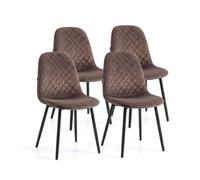 duehome Pack 4 Sillas de Comedor Nuba, Terciopelo, con Patas Ajustables | Asientos de Cocina y Salón, Velvet Coffee, Acolchados, Respaldo Curvado, Nórdico y Minimalista, 44 x 48 x 87 cm