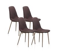 duehome | Pack 4 Sillas de Comedor, Sillas Salon, Modelo CAI, Acabado en Tejido Marron, Medidas: 43 cm (Ancho) x 42 cm (Largo) x 87 cm (Alto)