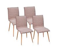duehome | Pack 4 Sillas de Comedor, Sillas Salon, Modelo Jules, Acabado en Tejido Marron, Medidas: 45 cm (Ancho) x 53 cm (Largo) x 87 cm (Alto)