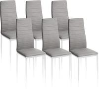 duehome Pack 6 sillas de comedor metal, gris, 39 x 97 x 38