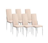 duehome | Pack 6 sillas de Comedor, salón o Cocina, Silla Acabado en Tela Jarama Color Beige, Modelo Sakura, Medidas: 43 cm (Ancho) x 53 cm (Largo) x 110 cm (Alto)