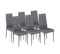 duehome | Pack 6 Sillas de Comedor, Sillas Salon, Modelo Gray, Acabado en Símil Piel Gris y Patas Metalicas, Medidas: 41 cm (Ancho) x 49 cm (Largo) x 97 cm (Alto)