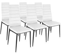 duehome Pack 6 sillas de comedor símil piel tejido, blanco, 44 x 96 x 42