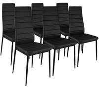 duehome Pack 6 sillas de comedor símil piel tejido, negro, 44 x 96 x 42