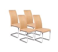 duehome | Pack de 4 sillas de Comedor, Salon o Cocina, Silla Acabado en Tela Jarama Color Beige, Modelo San, Medidas: 44 cm (Ancho) x 61 cm (Largo) x 100 cm (Alto)