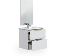 duehome Pack de baño con lavabo cerámico melamina, blanco, 60 x 57 x 45