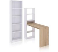 duehome Pack escritorio y estantería Cosmic Plus Melamina, Blanco Artik