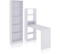 duehome Pack escritorio y estantería Cosmic Plus Melamina, Blanco Artik