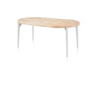 Padma, Mesa de Comedor Redonda Extensible, Mesa 2 Tramos, Acabado en Roble y Blanco, Medidas: 100-140-180 cm (Largo) x 100 cm (Ancho) x 76 cm (Alto)