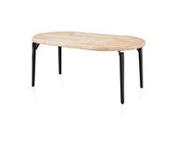 duehome Padma, Mesa de Comedor Redonda Extensible, Mesa 2 Tramos, Acabado en Roble y Negro, Medidas: 100-140-180 cm (Largo) x 100 cm (Ancho) x 76 cm (Alto)