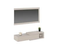 duehome | Recibidor con Cajon y Espejo, Mueble de Entrada, Modelo Derek, Acabado en Blanco Roto, Medidas: 91,5 cm (Ancho) x 20,8 cm (Alto) x 27,6 cm (Fondo)