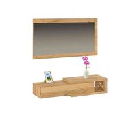 duehome | Recibidor con Cajon y Espejo, Mueble de Entrada, Modelo Derek, Acabado en Roble Alpine, Medidas: 91,5 cm (Ancho) x 20,8 cm (Alto) x 27,6 cm (Fondo)