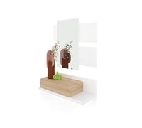 duehome | Recibidor con cajón y Espejo, Mueble de Entrada, Modelo Milo, Acabado en Blanco Artik y Roble Canadian, Medidas: 75 cm (Largo) x 29 cm (Fondo) x 116 cm (Alto)
